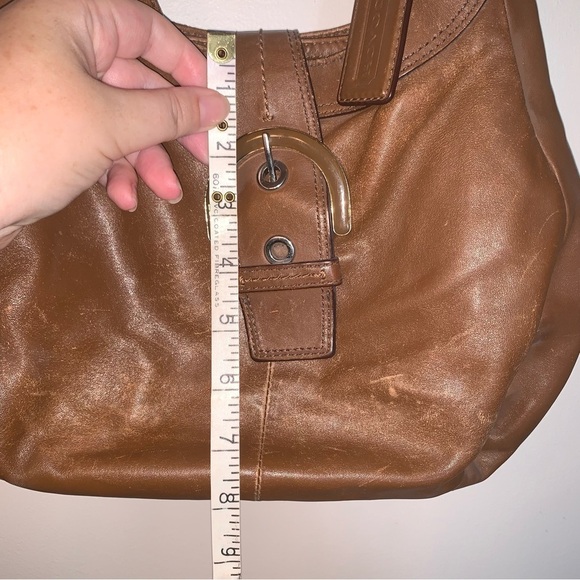 Coach Tan Leather Shoulder Bag with Silver Accents - Picture 11 of 15